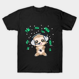 Funny cute baby sloth playing video games T-Shirt